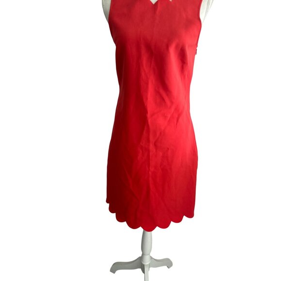 J CREW Red Scalloped Cocktail Dress Size US 6 - Picture 5 of 9